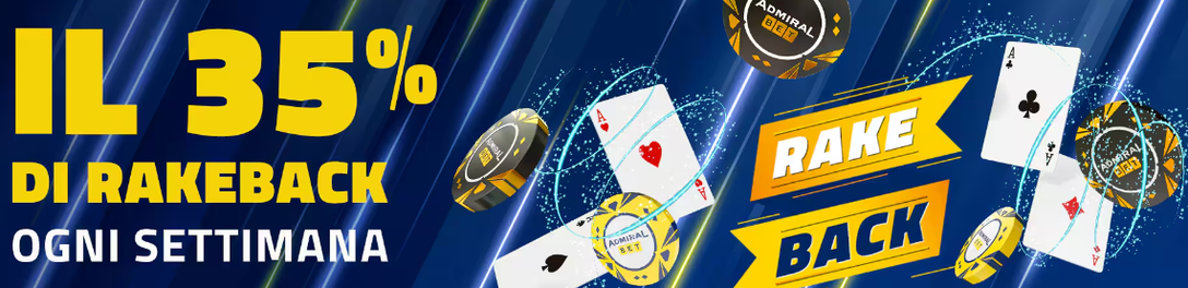 Admiralbet Poker 35% Rake back ogni settimana